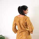 Mustard v neck cotton short kurti