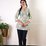 Pastel green cotton short kurti
