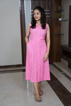 Pink cotton shirt dress(attached sleeves)