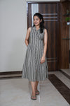 Black stripes cotton shirt dress(attached sleeves)