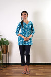 Turquoise cotton short kurti
