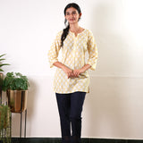 Lime yellow butta cotton short kurti