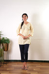 Lime yellow butta cotton short kurti