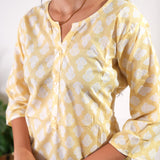Lime yellow butta cotton short kurti
