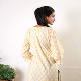 Lime yellow butta cotton short kurti