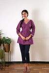 Purple pisces peplum cotton short kurti