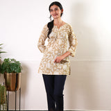 Beige cotton short kurti
