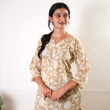Beige cotton short kurti