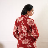 Red v neck maternity nursing cotton co-ords set