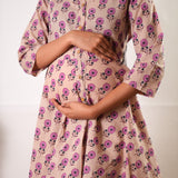 Baby pink cotton maternity nursing co-ords set