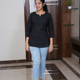 Black cotton chikankari short kurti