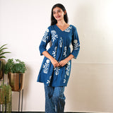 Indigo maternity nursing cotton flare top