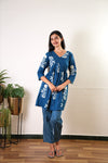 Indigo maternity nursing cotton flare top