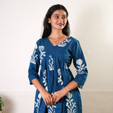 Indigo maternity nursing cotton flare top