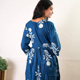 Indigo maternity nursing cotton flare top