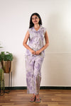 Lavender button down cotton sleep wear
