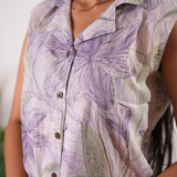 Lavender button down cotton sleep wear