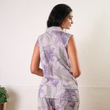 Lavender button down cotton sleep wear
