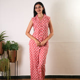 Strawberry button down cotton sleep wear