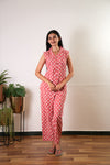Strawberry button down cotton sleep wear