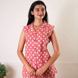 Strawberry button down cotton sleep wear