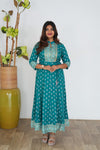 Turquoise floral long gown