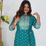 Turquoise floral long gown