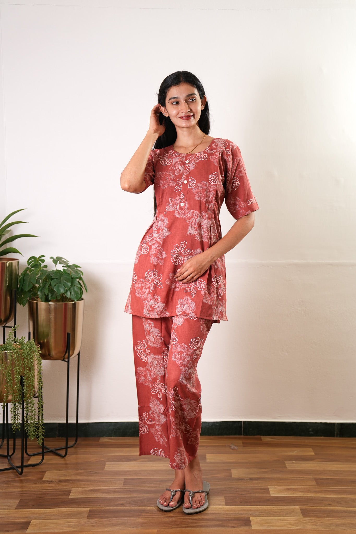 Mauve maternity nursing sleep wear