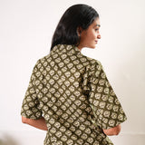 Olive hand block cotton button down top