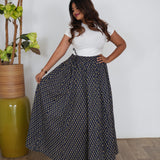 Indigo floral cotton skirt