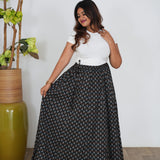 Black and indigo floral cotton skirt