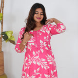 Pink floral anarkali kurti
