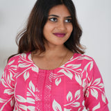 Pink floral anarkali kurti