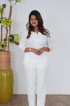 White cotton chikankari short kurti