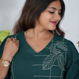 Peacock green cotton midi dress