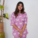 Lavender pichwai cotton lounge-sleep wear