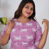 Lavender pichwai cotton lounge-sleep wear