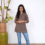 Green with pink cotton short kurti