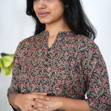 Green with pink cotton short kurti