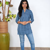 Indigo stripes cotton short kurti