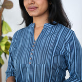 Indigo stripes cotton short kurti