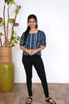 Indigo geometric cotton top