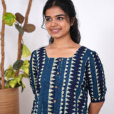 Indigo geometric cotton top