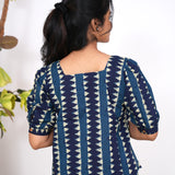 Indigo geometric cotton top