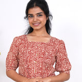 Red ajrakh cotton top