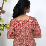 Red ajrakh cotton top