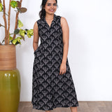 Black snowflake cotton shirt dress(attached sleeves)