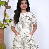 Olive green maple cotton dress