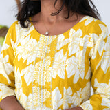 Mustard mini floral anarkali kurti
