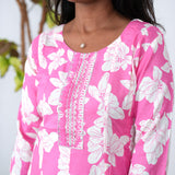 Pink mini floral anarkali kurti